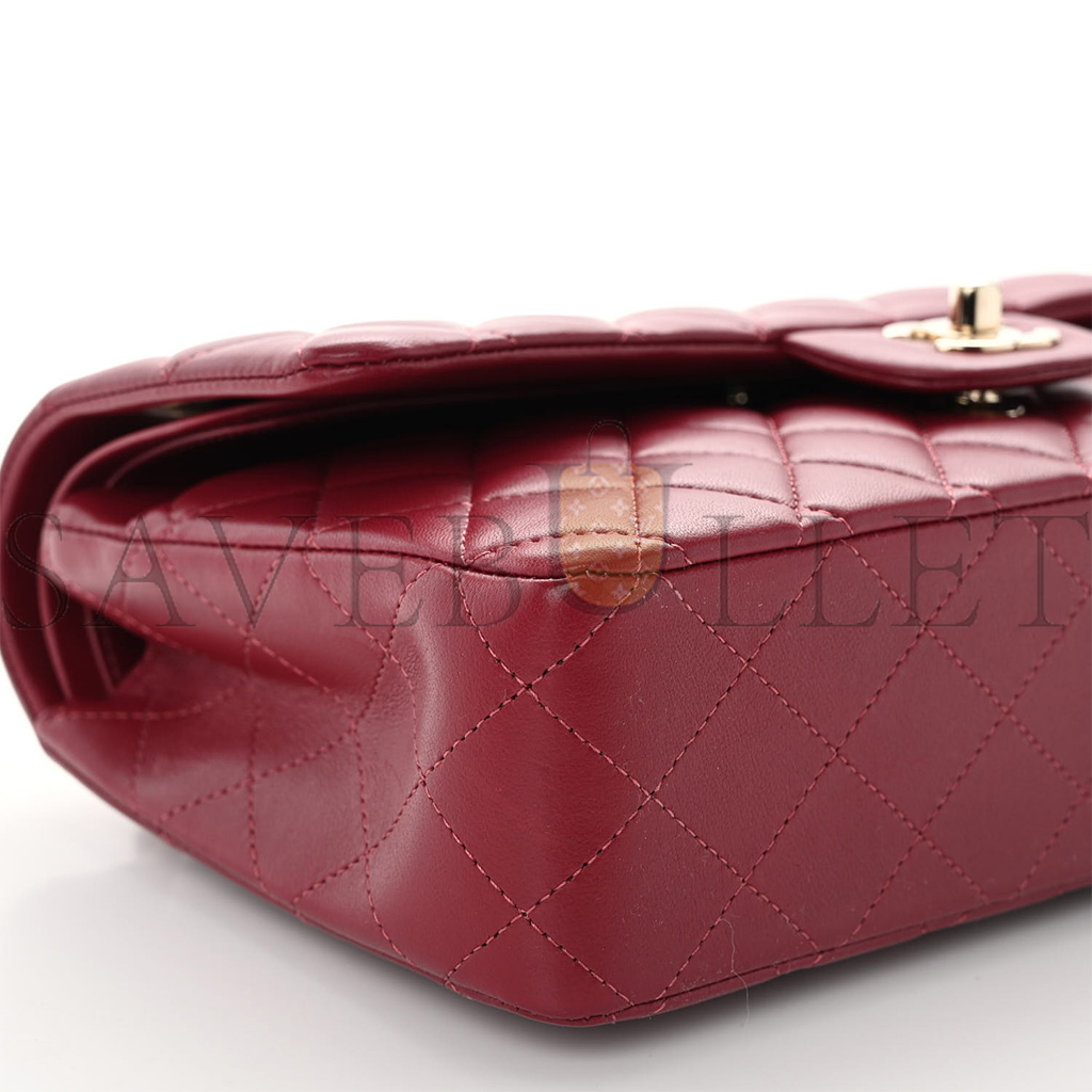 CHANEL CALFSKIN QUILTED MEDIUM DOUBLE FLAP DARK RED ROSE GOLD HARDWARE (25*15*6cm) CHANEL CALFSKIN QUILTED MEDIUM DOUBLE FLAP DARK RED ROSE GOLD HARDWARE (25*15*6cm)